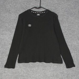 Umbro Long Sleeve Thermal Shirt Kids M Black Waffle Knit Sportswear